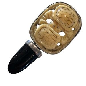 Amy Kahn Russell Sterling Silver Brooch Pendant Double Turtle Bone Longevity